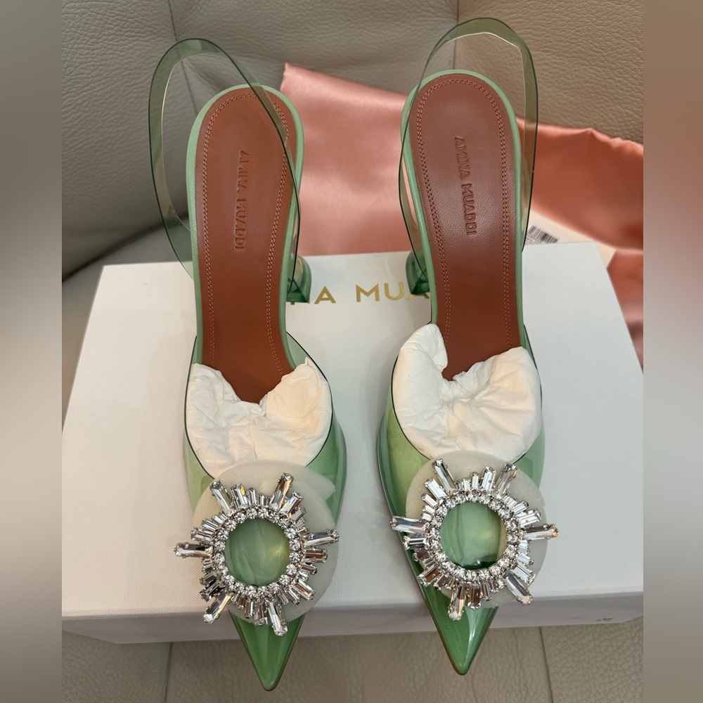 Amina Muaddi , Begum PVC Slingback Pumps,
